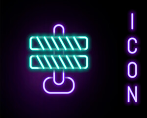 Glowing neon line Road barrier icon isolated on black background. Symbol of restricted area which are in under construction processes. Repair works. Colorful outline concept. Vector