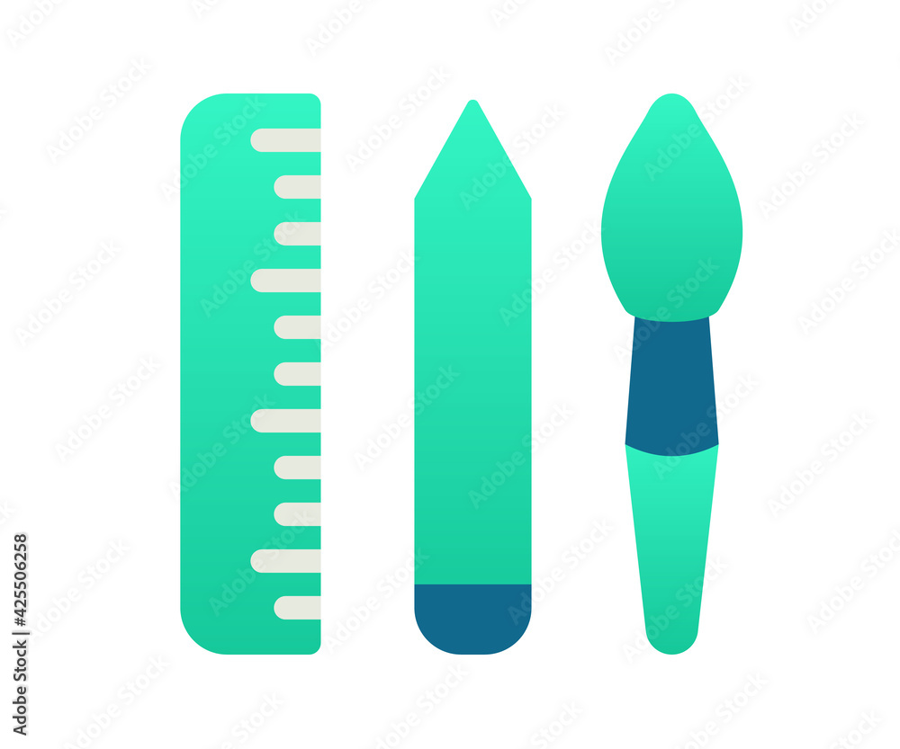 Poster design tool pen brush single isolated icon with gradient style