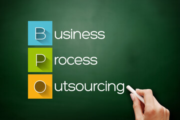 BPO - Business Process Outsourcing acronym, concept background on blackboard