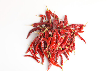 Obraz premium Dried red chilli on white background