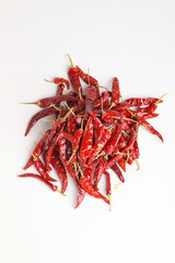 Fototapeta premium Dried red chilli on white background