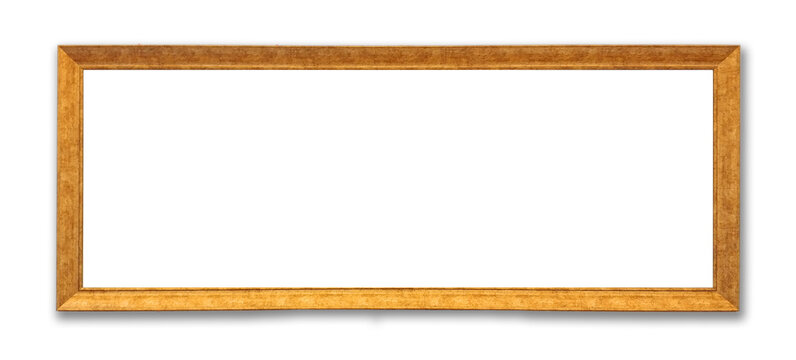 Golden picture frame isolated on white background