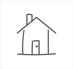 Hand drawn house. Simple vector icon on white background