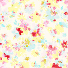  Watercolor floral seamless pattern