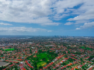 Panoramic Aerial Drone view of Western Suburban Sydney NSW Australia