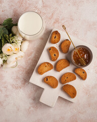 Sweets for tea or coffee. Sweet desserts. Cookies, cakes, bagels and other sweet things