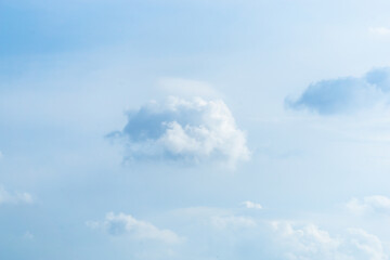 Beautiful view of blue sky with clouds. Beautiful shapes, partly cloudy. Colorful sunset. Natural sky background texture, beautiful color. Bright landscape in the blue sky