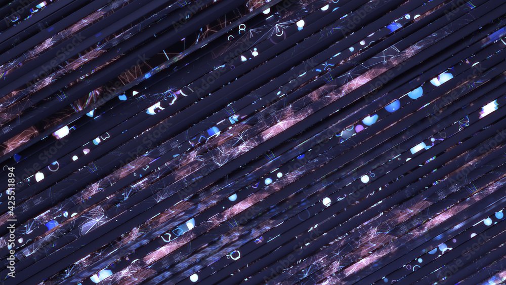 Poster abstract glitching and flashing lines 3d rendering illustration