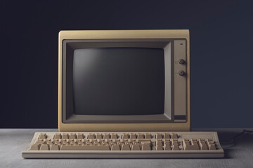 Vintage personal computer on a desktop - obrazy, fototapety, plakaty