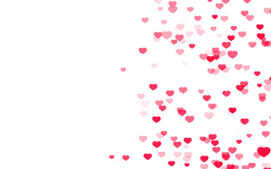 Valentine day pink hearts on white background.