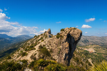 Mediterranean mountain landscape, with large rocks.