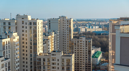Fototapeta na wymiar Courtyards of Minsk from above.