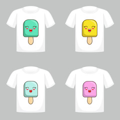 vector t shirt food fashion ice cream illustration background cartoon sweet summer child yummy beauty style textile design  typography baby clothing cool texture trendy cartoon girl boy print funny 