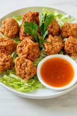 Boiled Shrimp Balls with Spicy Sauce