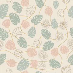 Seamless composition of leaves with patterns.