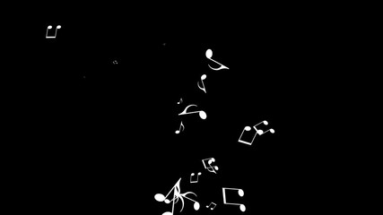 Musical note streaming up in melody with composer. Musical Notes Flying. Animation 4k