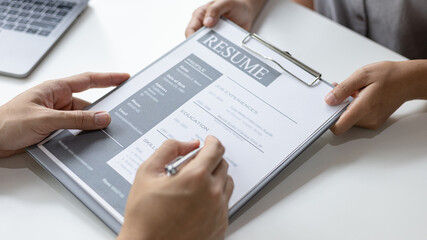 Sign a document, Signing of employment contract documents, Applicants are legally selected to work in the company, Employment and selection of new staff representatives concept.