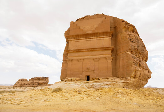 Tomb of Lihyan son of Kuza, known as Qasr AlFarid, the most iconic tomb in AlUla in the region of Mada’in Saleh, Saudi Arabia