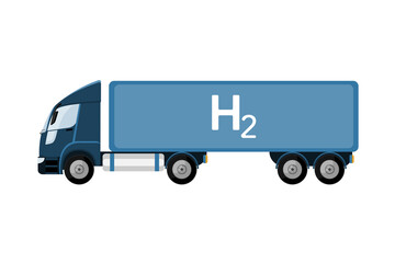 Truck powered by hydrogen. Vector illustration