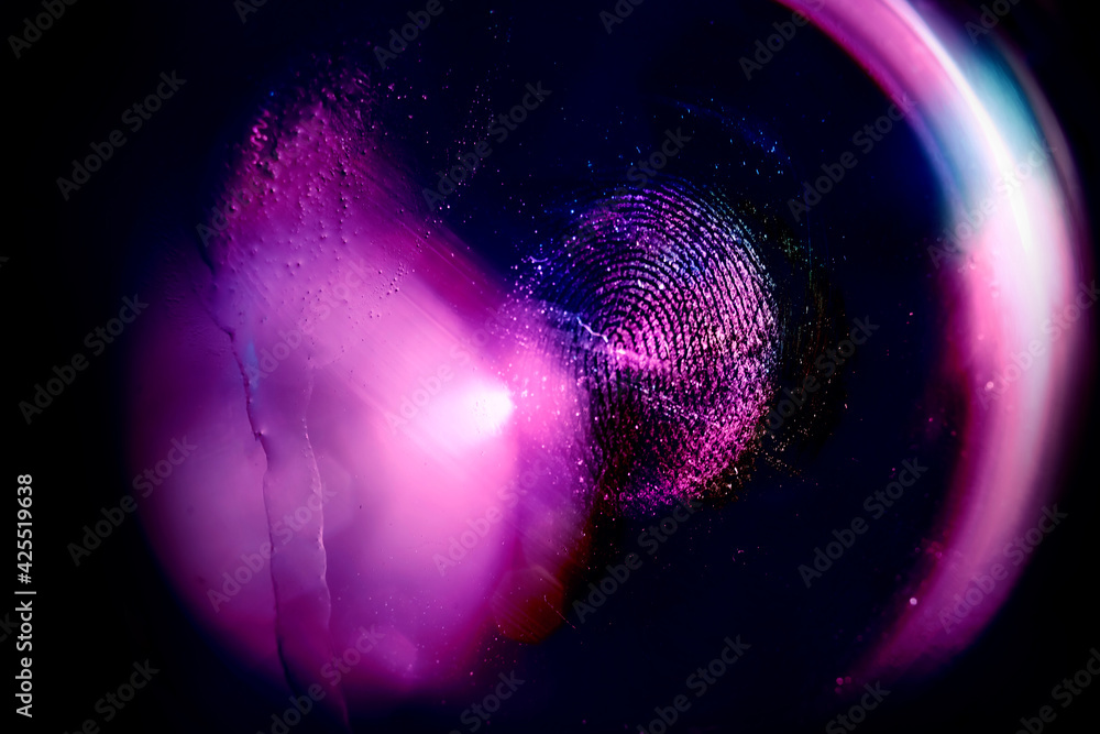 Poster close up beautiful abstract multi colored fingerprint on background texture for design. macro photog