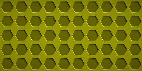 Abstract background with hexagon holes in yellow colors