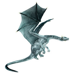 3D Rendering Fairy Tale Dragon on White