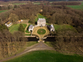 Manor castle Huis de Voorst near Zutphen beautifully surrounded by forest and green meadows in...