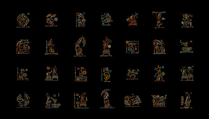 Folk ethnic dance. Icons collection for your design - 425522655