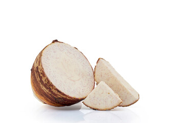 Sliced of taro isolated on white background