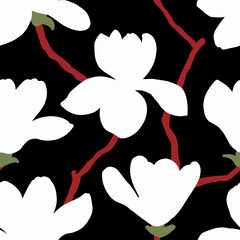 Minimalist magnolia. Seamless pattern