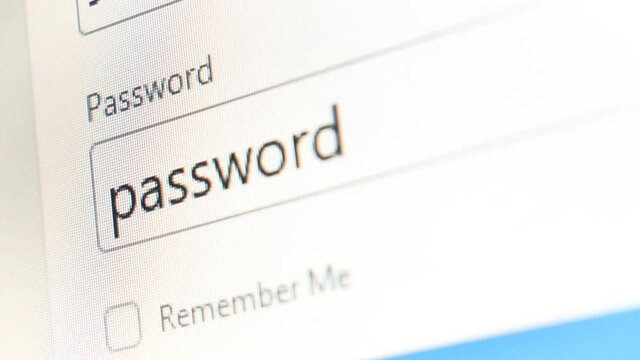 Revealing a too simple password, dots to text. Private online account cyber security issues, weak passwords, bad pass policies abstract concept, nobody. PC screen, computer monitor closeup, angle