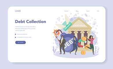 Debt collector web banner or landing page. Pursuing payment