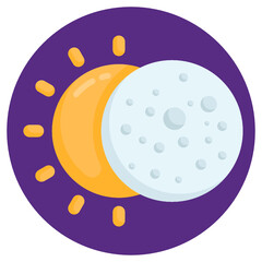 
Moon partially covered the sun, flat design icon of sun eclipse 

