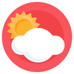 
Flat rounded background design icon of partly sunny day

