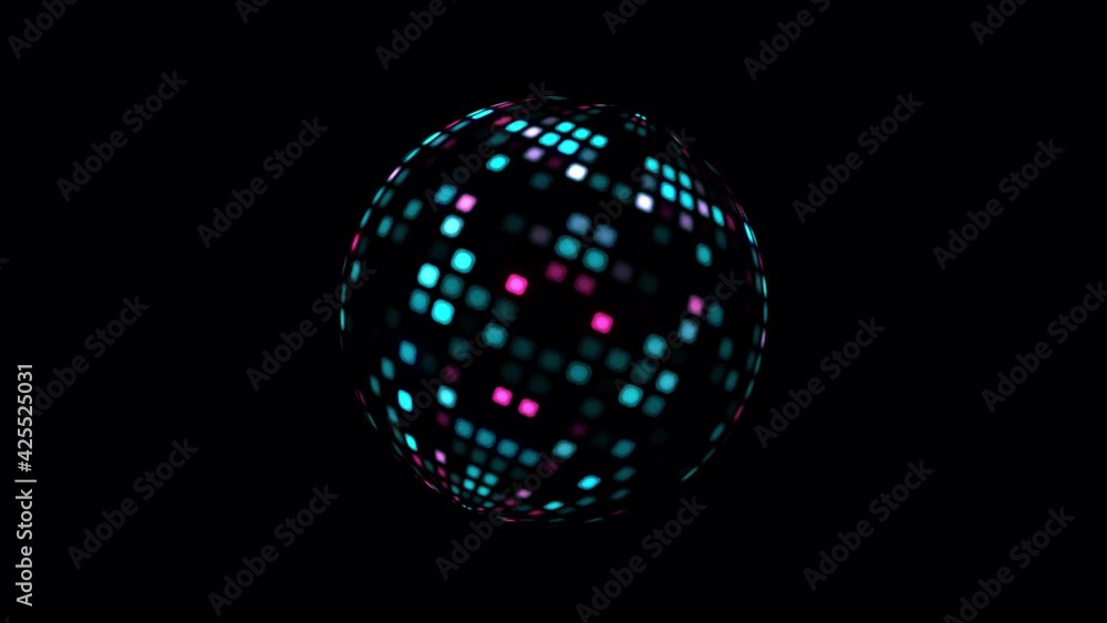 Poster 3d abstract animation of digital hi-tech futuristic disco ball isolated using quicktime alpha channe