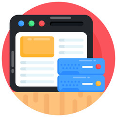 
Trendy flat round icon of website database

