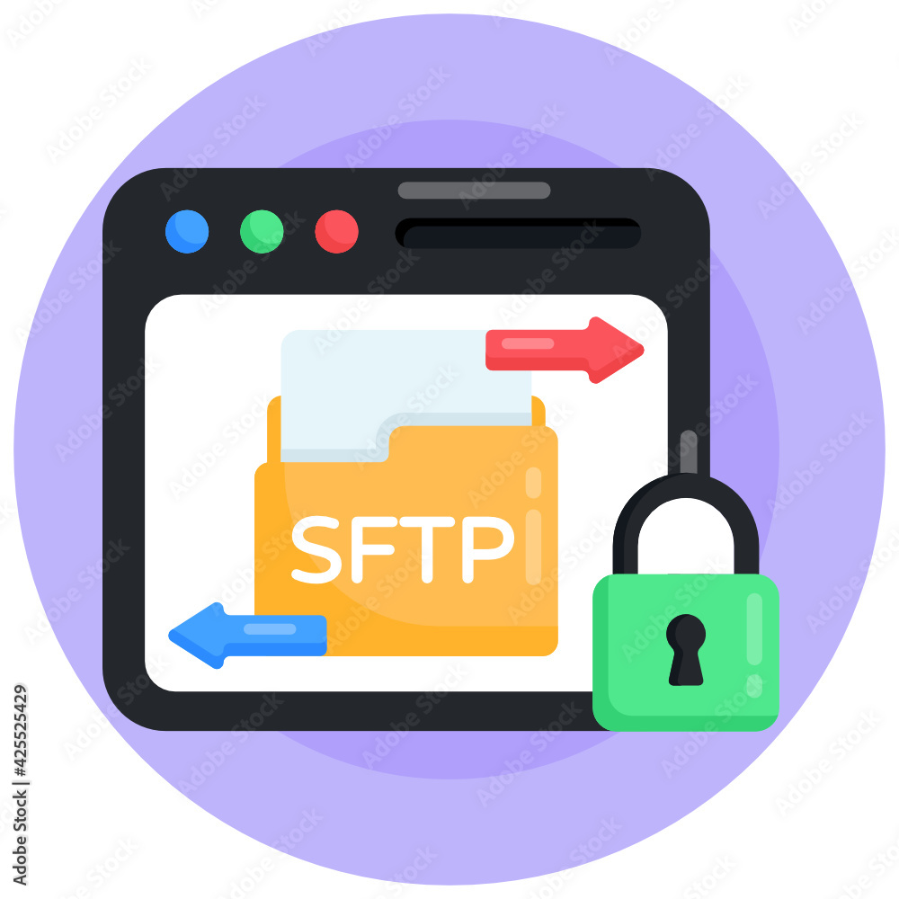 Canvas Prints exchange and sftp transfer in a flat round icon