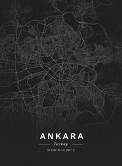 Map of Ankara, Turkey - obrazy, fototapety, plakaty