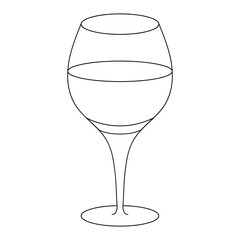 
A glass of wine. Sketch. Vector illustration. Crystal glass for an alcoholic drink. An Easter Cahors is poured in a glass goblet. Outline on an isolated white background. Doodle style. 