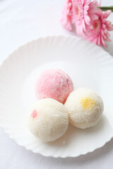 Japanese ice cream Mochi in rice dough. Traditional Japanese dessert 
