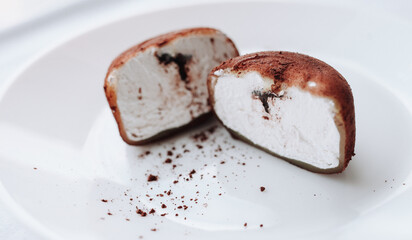 Japanese ice cream Mochi in rice dough. Traditional Japanese dessert 