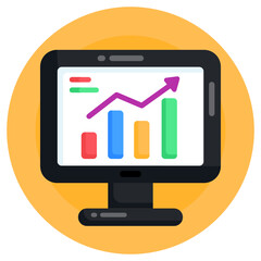 
An online analytics in flat design, online analytics, business growth chart 

