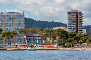 Hotels and apartements at the beach in majorca, spain
