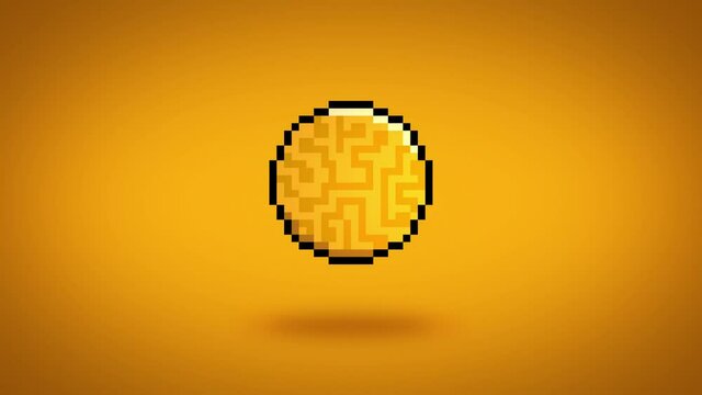 Spinning 3D pixel Bitcoin - 4K, 60fps, loop