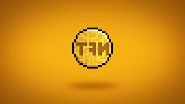 Spinning 3D pixel Non Fungible Token (NFT) - 4K, 60fps, loop