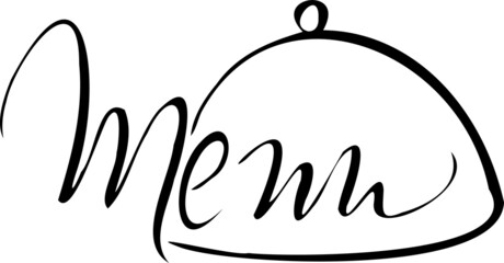Restaurant, café, food delivery menu title, icon. Hand drawn lettering.
