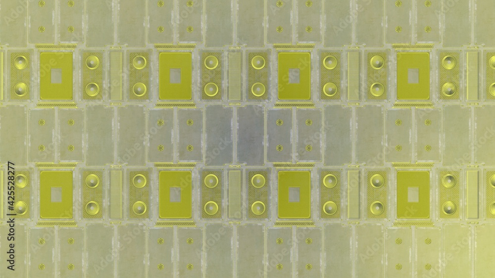 Poster texture on the subject of computer games. futuristic background. 3d rendering illustration.