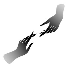 Witch hands gradient. Elegant female hands in a minimal flat style. Gestures. Logos for cosmetics, jewelry, beauty products, spa, manicure. Hand drawn boho vector.