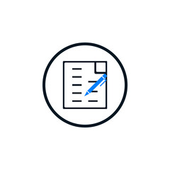 note write icon vector in circle