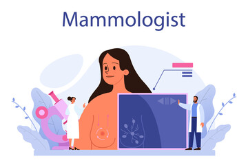 Mammologist concept. Consultation with doctor about breast disease